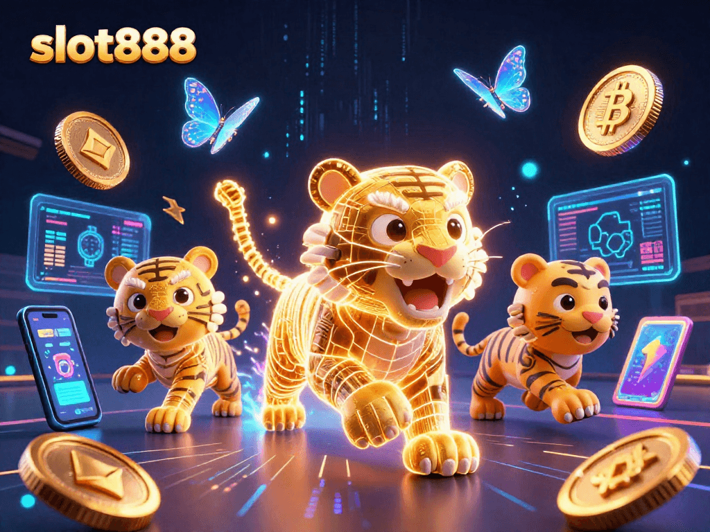 Slot888 menghadirkan pengalaman kasino digital dengan slot neon dan simbol keberuntungan yang memukau.