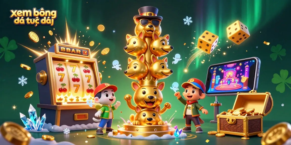 Experience xem bóng đá trực tiếp with dynamic sports elements and a vibrant casino atmosphere.