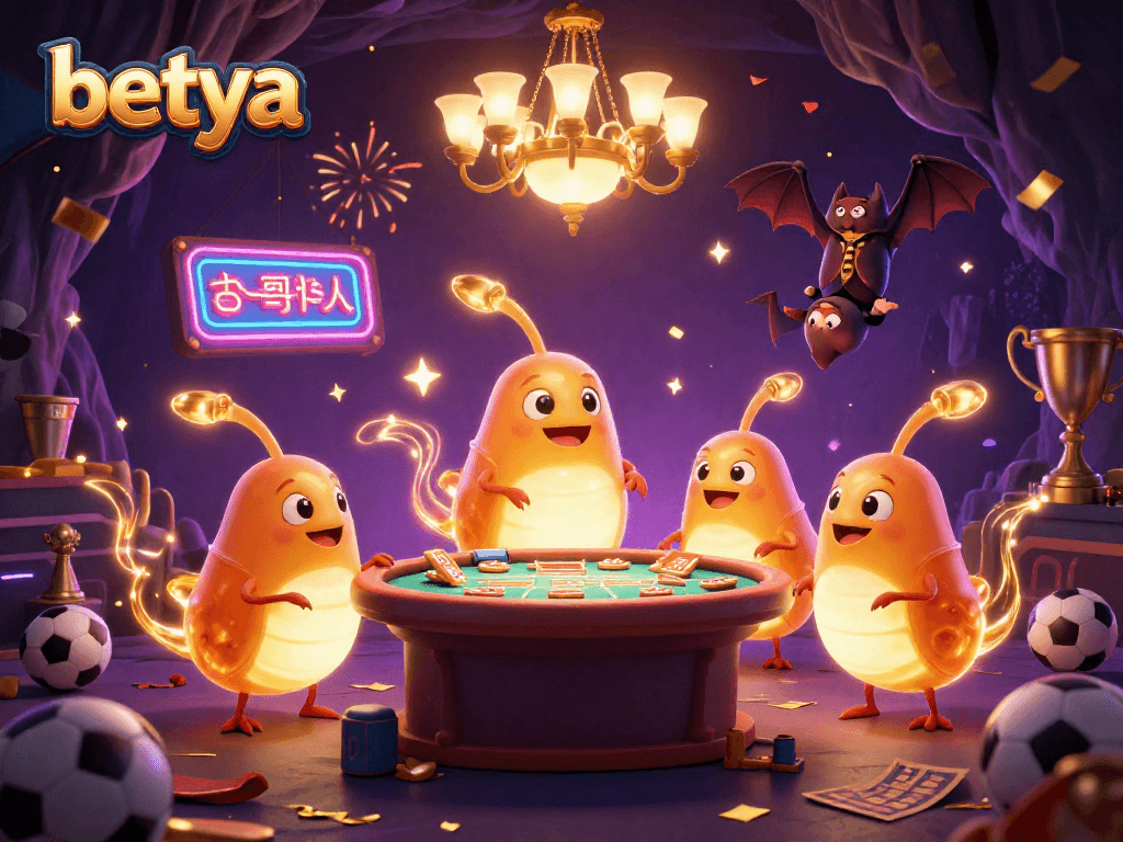 Betya showcases vibrant casino scene with glowworms and sports betting elements.