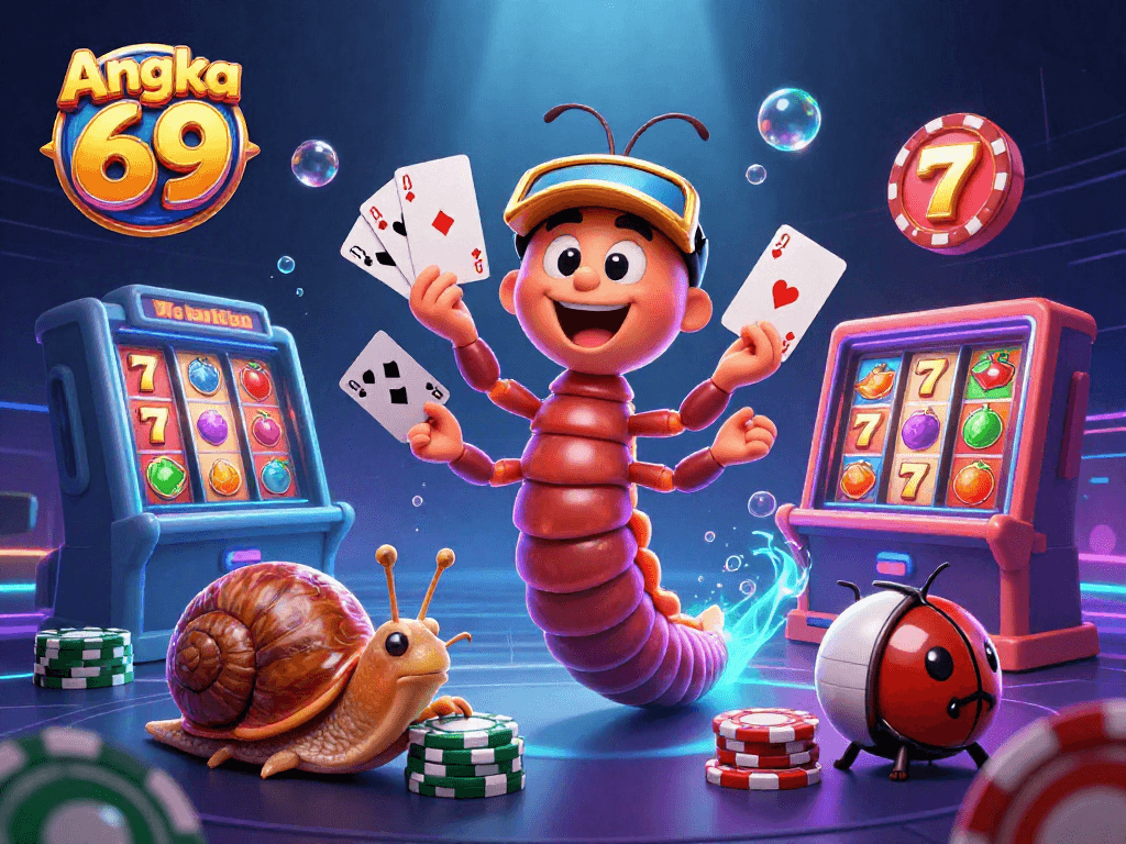 Experience Angka 69 with thrilling slot reels and vibrant casino excitement in this captivating illustration.