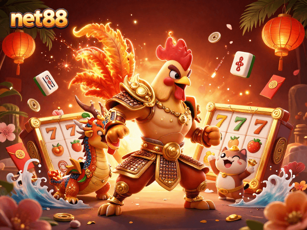 Experience excitement at net88 with dynamic slot games featuring cartoon warrior and dragon