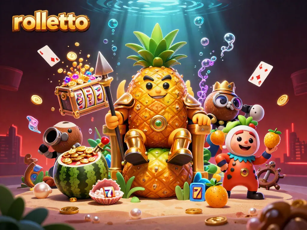 Experience the excitement at rolletto with golden coins, slots, and energetic characters.