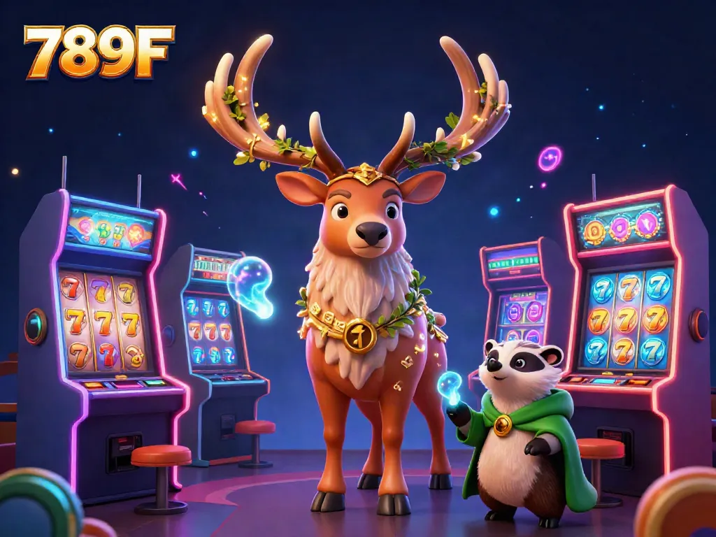Engage in thrilling gameplay at 789F with vibrant casino slot elements and whimsical characters.