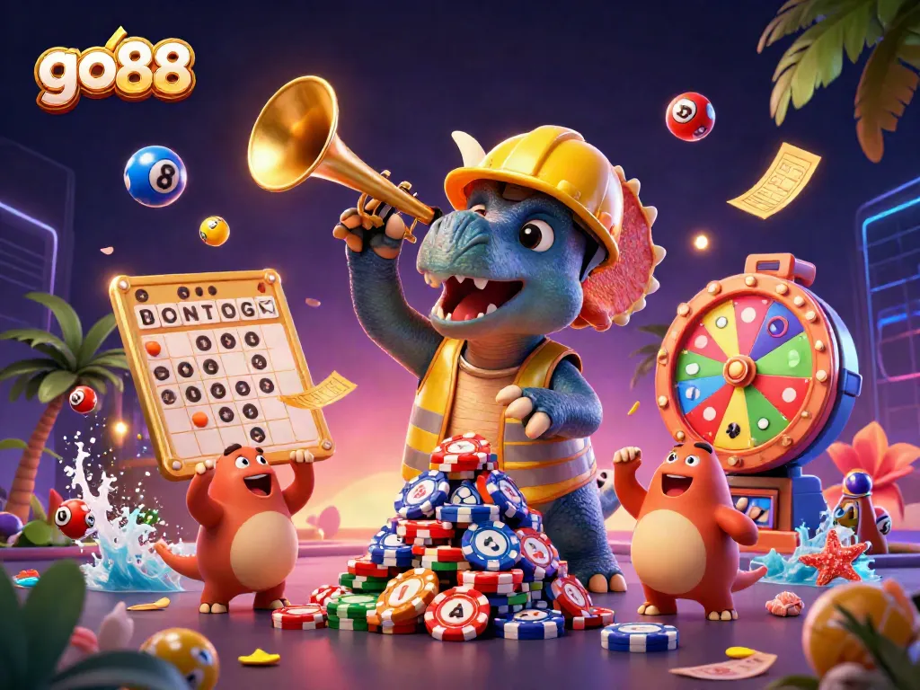 Experience exciting gameplay at go88 with a celebration of casino wins and vibrant gaming elements.