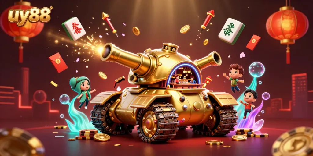 Engage in vibrant casino action with uy88's dynamic mini-casino scene filled with activity.