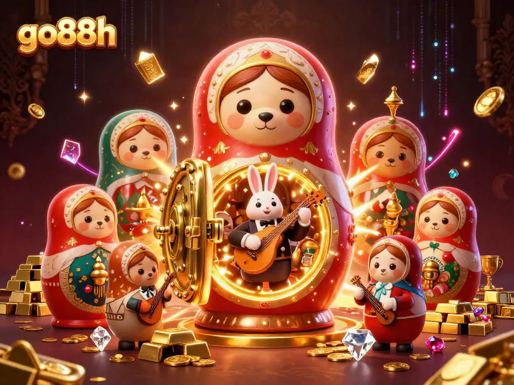 Experience thrilling gameplay at go88h with festive casino characters amidst treasures.