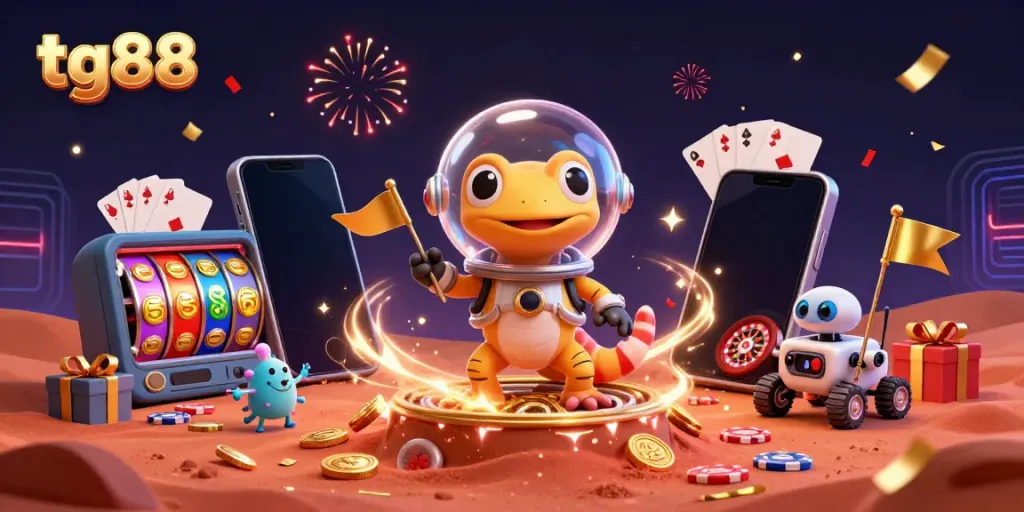Experience thrilling gameplay at tg88 while the Martian gecko discovers a golden casino!