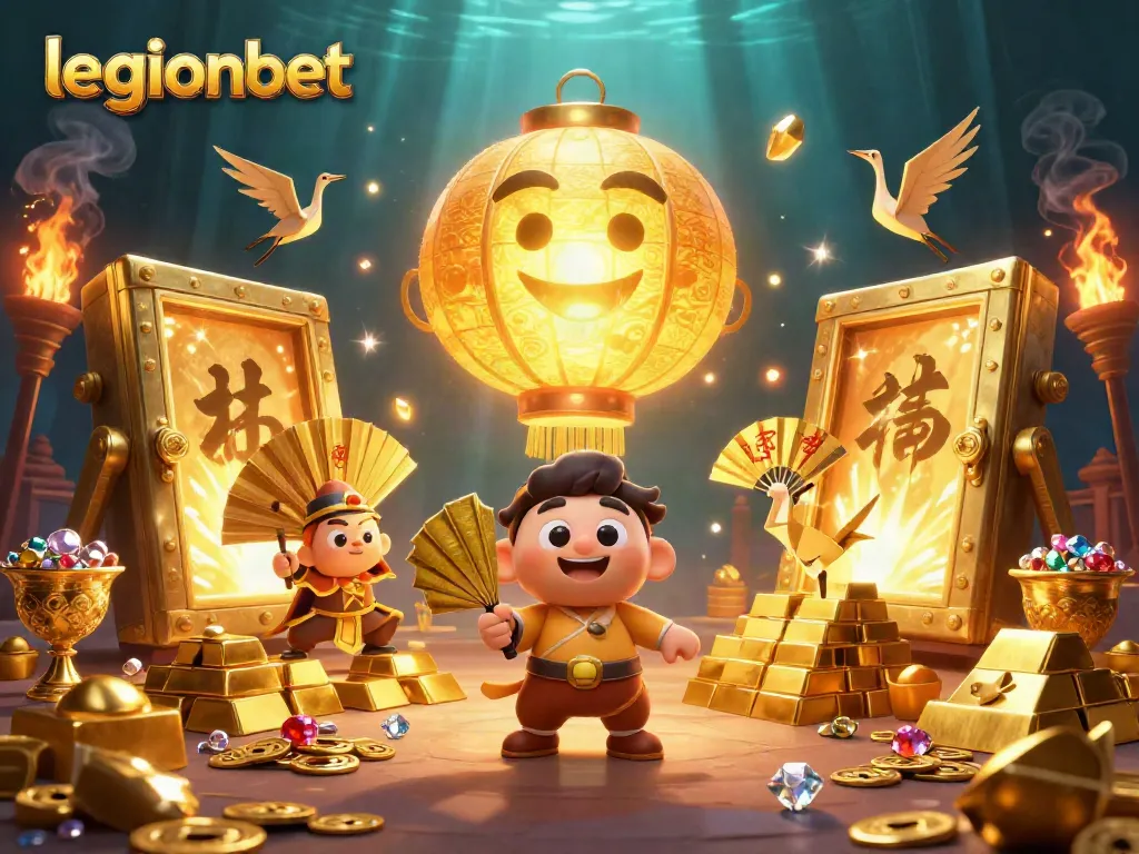 Experience the thrill of gaming at legionbet with glowing lantern spirits and treasure as symbols of luck.