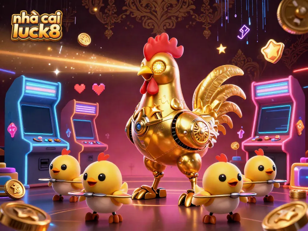 Engage in thrilling gameplay at nhà cái luck8 with vibrant arcade machines and dynamic characters.