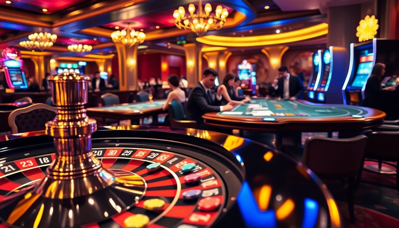 Engaged players betting on debet at a luxurious casino table with roulette and chips.