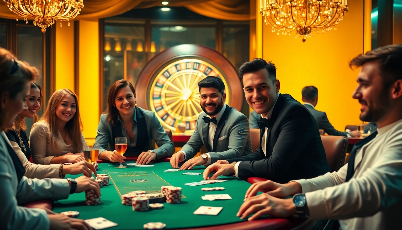 Exciting poker game scene at Rikvip casino with chips, cards, and a roulette wheel.