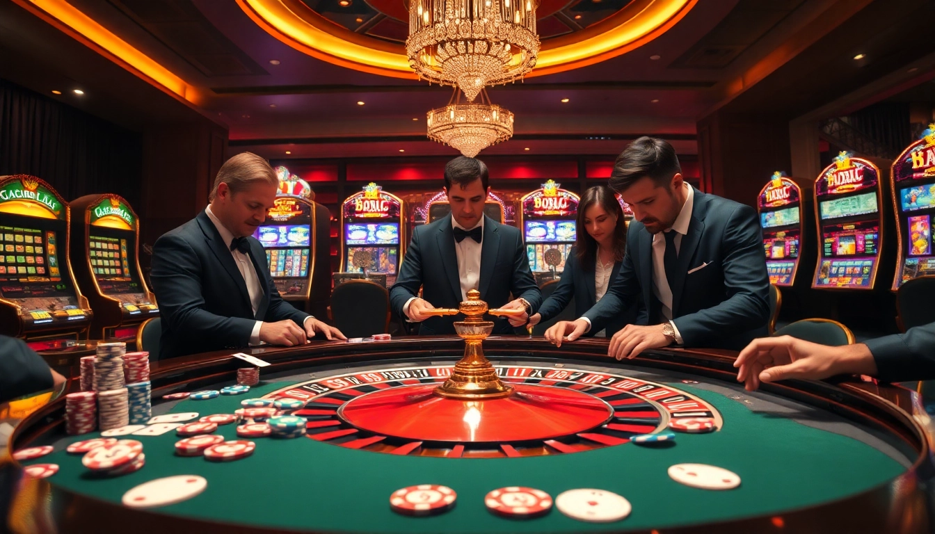 Experience a thrilling casino night with players at a roulette table, featuring jl55 chips and colorful cards.