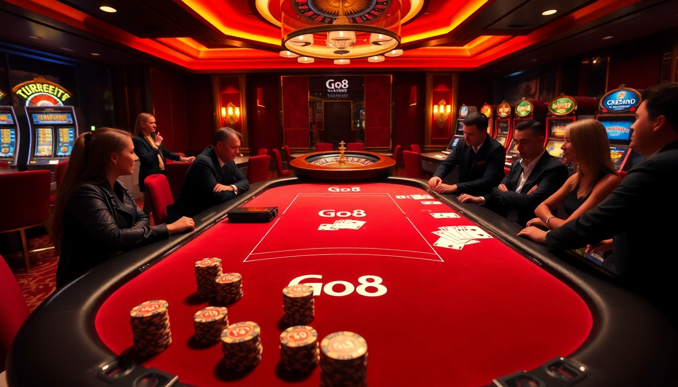 Go8 players engaged in an exciting split-second decision at the high-stakes poker table.