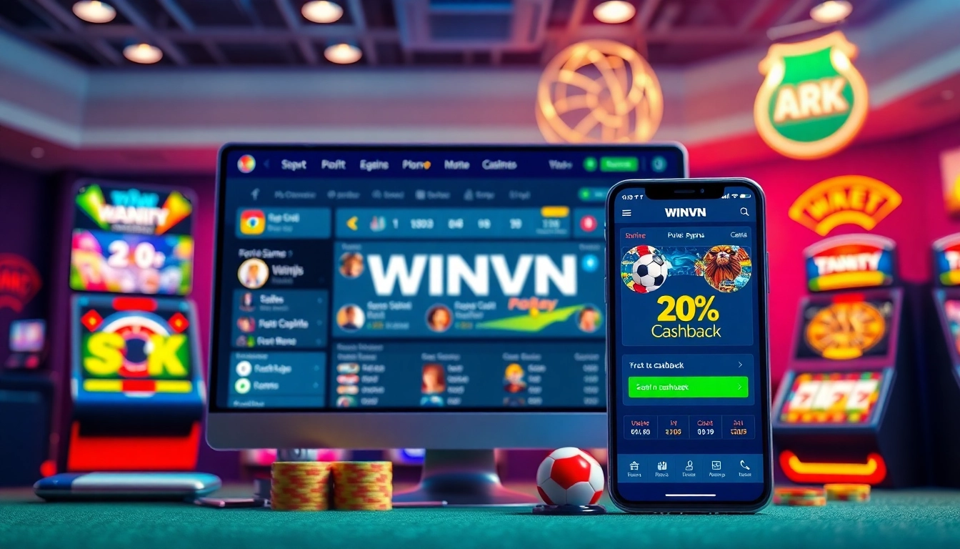 WINVN.live vibrant interface showcasing sports betting and casino games