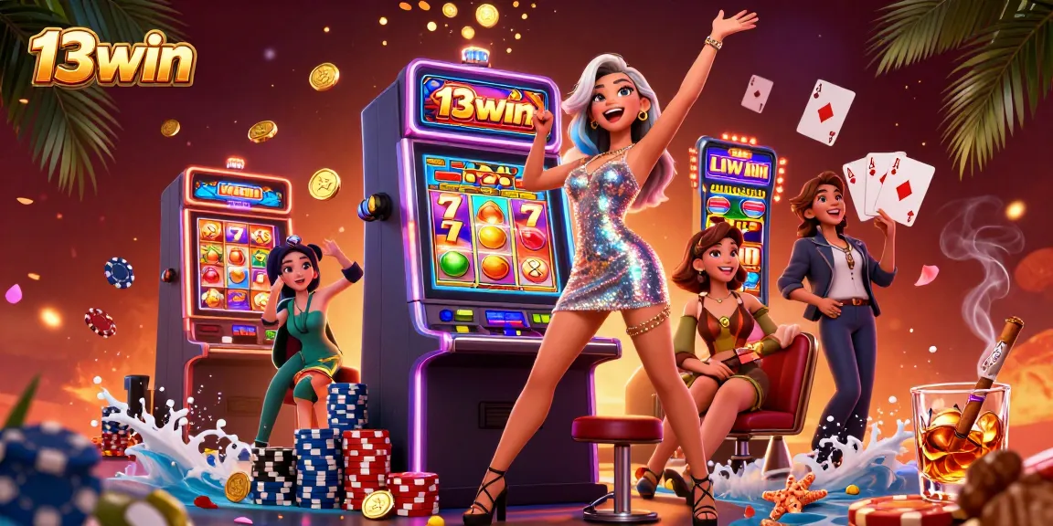 Experience thrilling wins with 13win's stunning jackpot scene and vibrant casino elements.