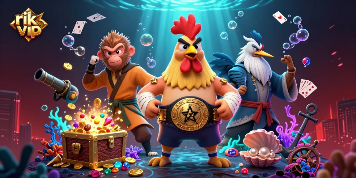 Engage in the thrilling world of rik vip with vivid characters and casino elements, showcasing excitement and winning potential.