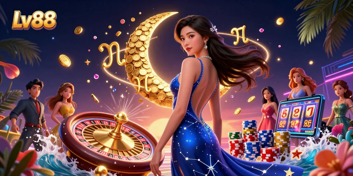 Experience thrilling wins at Lv88 with a vibrant casino scene featuring dynamic games and classic gambling elements.