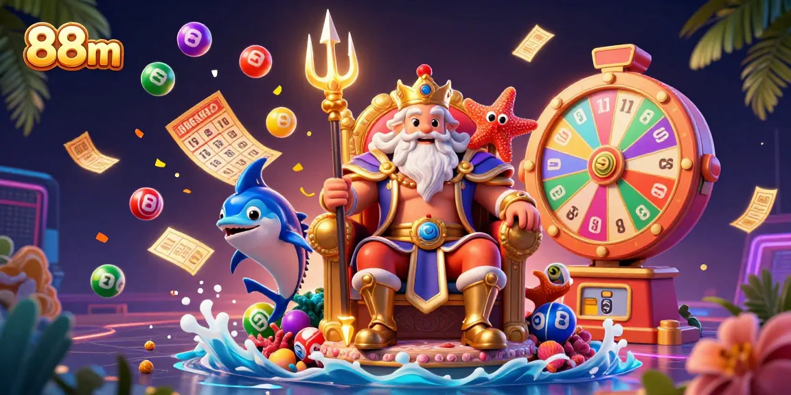 Engage in thrilling games at 88m with vibrant lottery balls and dynamic casino elements.