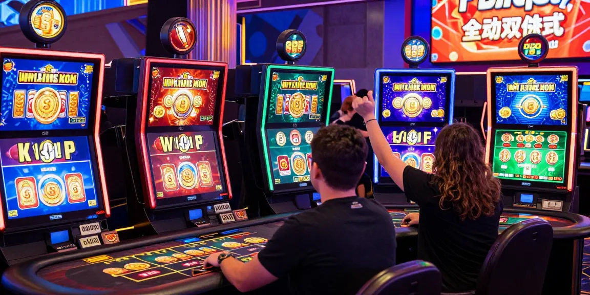 Engaging scene of players at https://hm88.review/ enjoying various online casino games in a vibrant atmosphere.