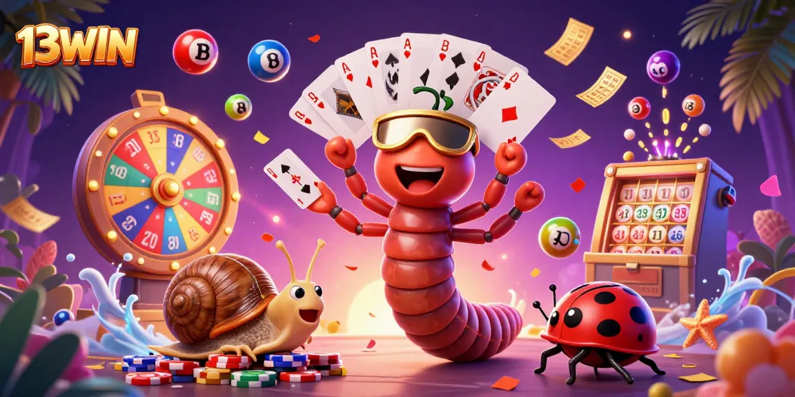 Experience thrilling gaming with 13WIN's dynamic casino scene featuring colorful action and excitement.