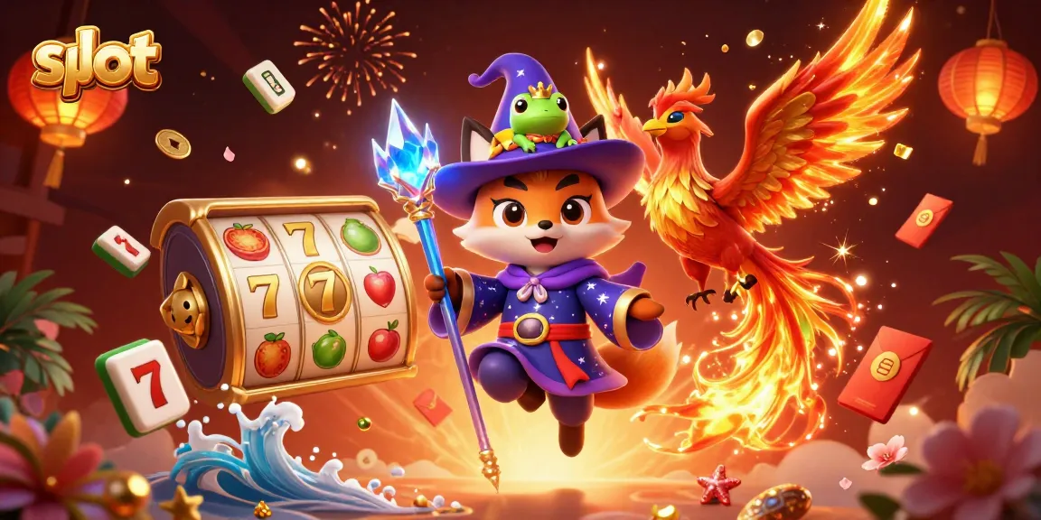 Spin the reels with slot gaming excitement in this vibrant 3D casino illustration.