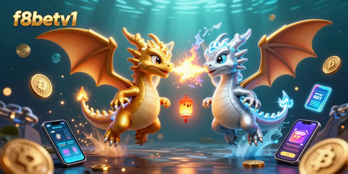 Experience dynamic gameplay with the f8betv1 dragons breathing fire and ice amidst glowing cryptocurrency.