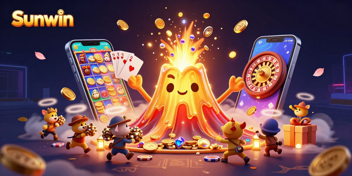 Join the action with Sunwin's vibrant gaming scene, where a triumphant volcano erupts coins and treasures.