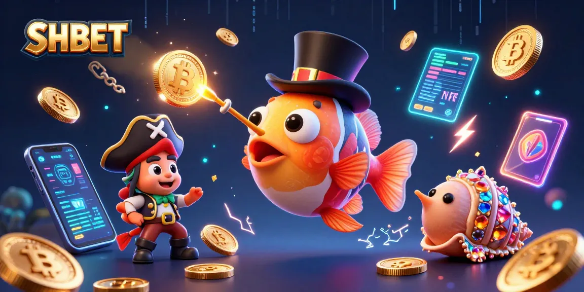 Engage with the vibrant world of SHBET, featuring animated characters attracting golden coins in an underwater casino.