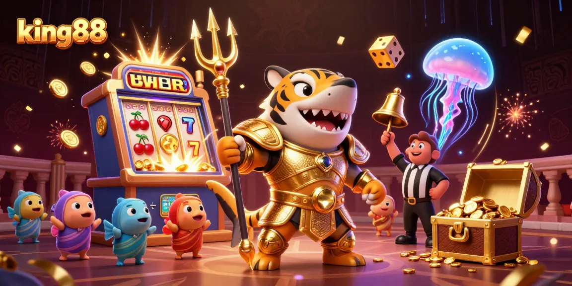 Experience thrilling wins at king88 with the animated tiger shark and slot games in an underwater colosseum.