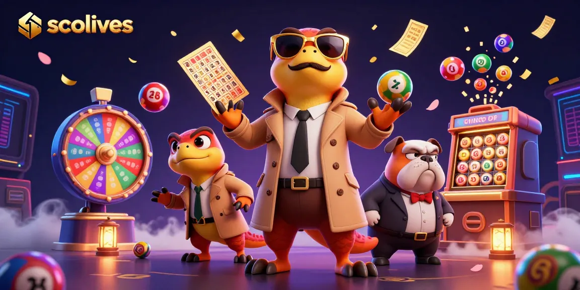 Socolives showcases 3D cartoon raptors in a trench coat entering a VIP casino lounge, surrounded by vibrant lottery elements.