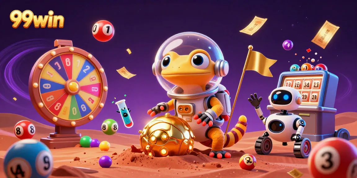 Experience the excitement of winning at 99win with vibrant lottery elements and dynamic casino visuals.
