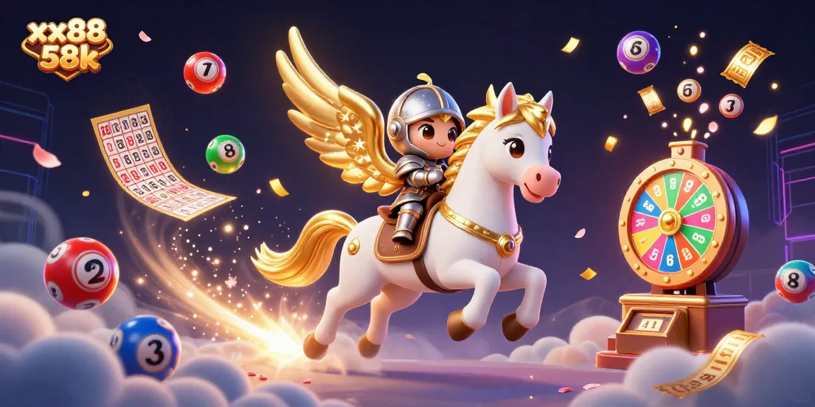 Experience the excitement of xx88 58k, featuring dynamic lottery elements and a fantastical knight.